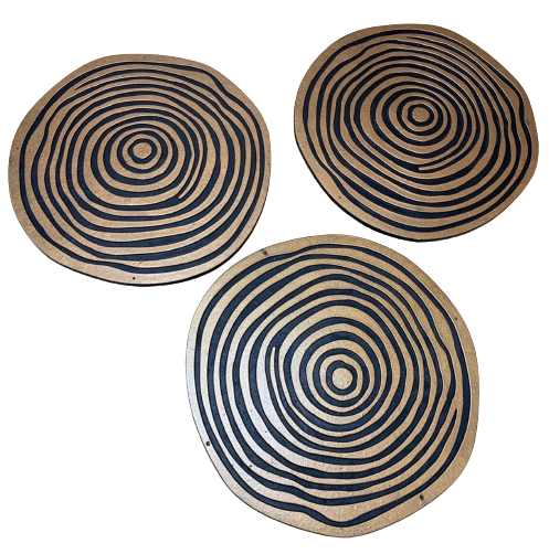 Avilo Set of 3 Tree Ring Stepping Stones – Durable Garden Path Slabs for Grass, Mud or Sand
