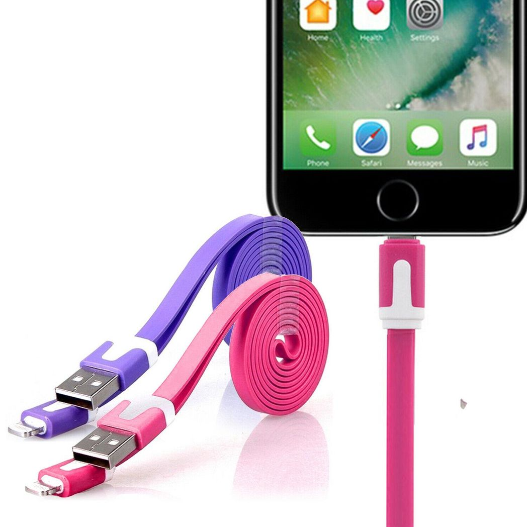 GVC 1m Tangle-Free Flat USB to 8 Pin Cable – Sync and Charge Your Phone, Pink