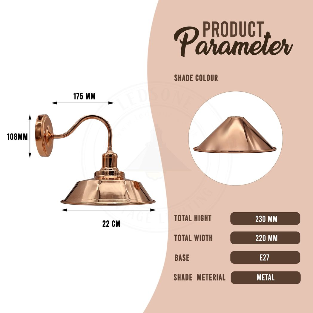 Rose Gold Retro Metal Wall Light