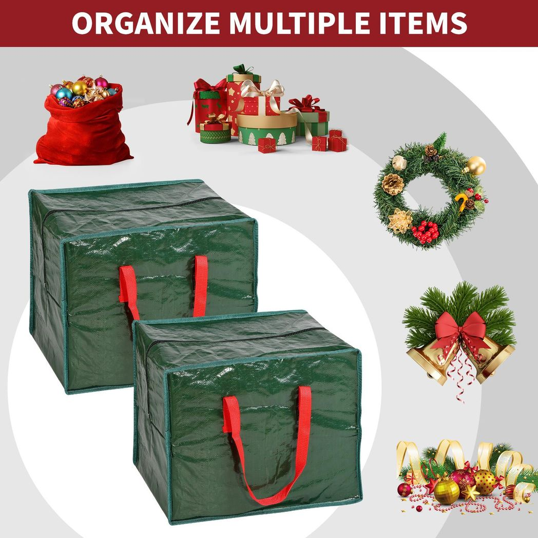 Vinsani Christmas Baubles and Tinsel Storage Bag – Holiday Decoration Organiser for Ornaments and Gift Wrap