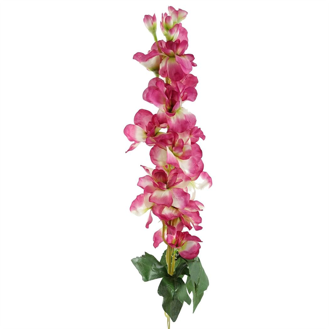 Leaf Design UK Pack of 6 Artificial Delphinium Stems with Silk Petals – 75cm Floral Decor, Dark Pink