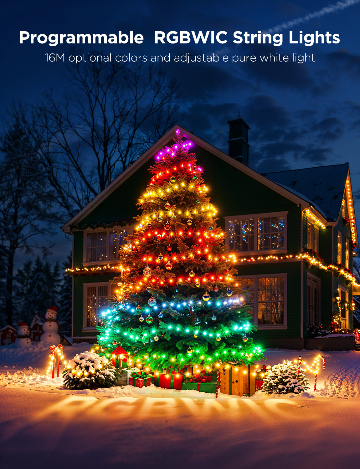 Govee Christmas String Lights RGBICW, 20m IP65 – 130+ Preset Modes with Music Sync