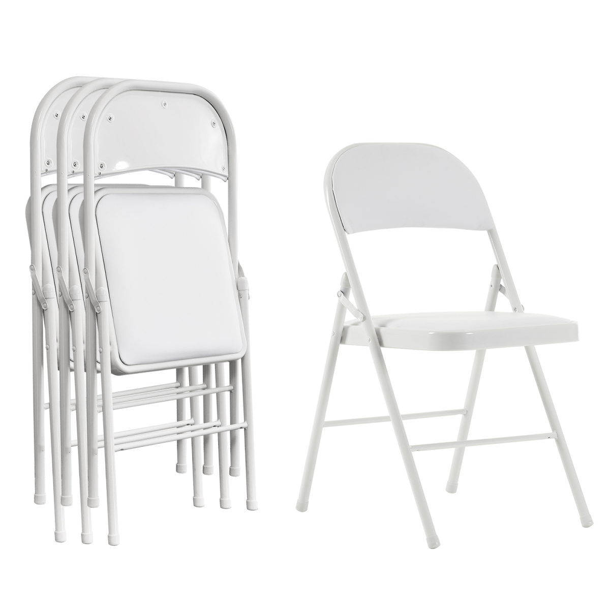 4pcs Foldable Steel & PVC Chairs with Padded Seat – Convention, Exhibition & Event Seating, White