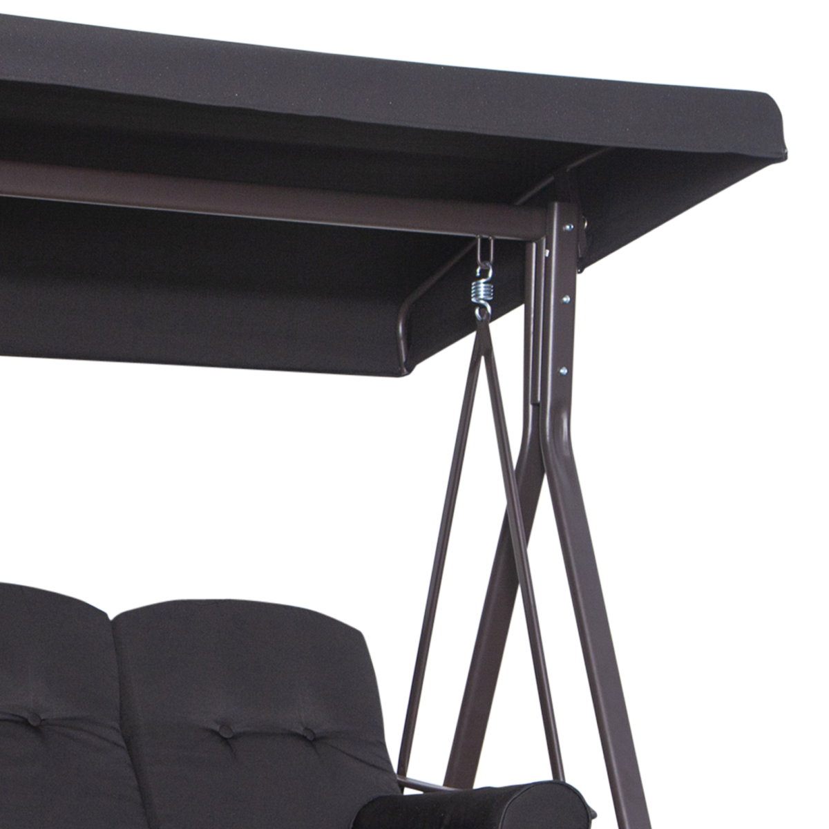 Outsunny 3-Seater Patio Swing Chair with Adjustable Canopy & Side Cup Trays – Garden Swing Bench, 360kg, Black