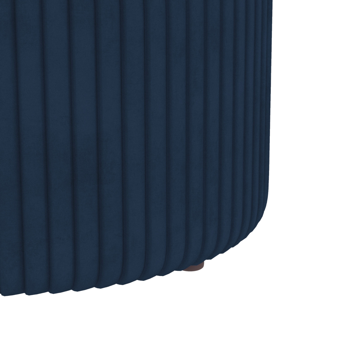 HOMCOM Round Pouffe with Fluted Design, Gold Tone Accents & Hidden Storage – Footstool, Dark Blue