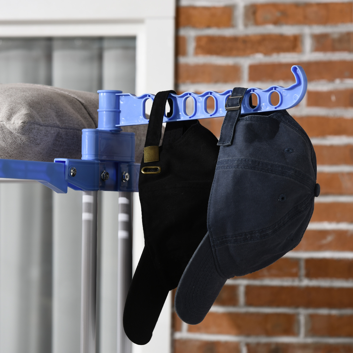 HOMCOM Foldable Three-Tier Clothes Drying Rack with Casters and Brakes – Steel Garment Airer, Blue