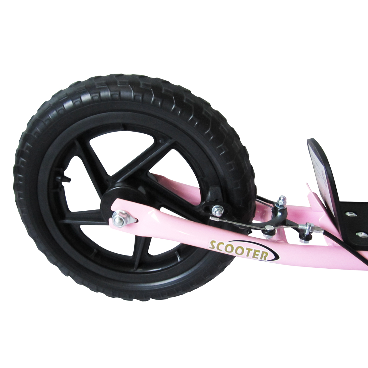 HOMCOM Kids Push Scooter with 12" EVA Wheels, Adjustable Height 80-88cm & Rear Brake – Stunt Scooter, Pink