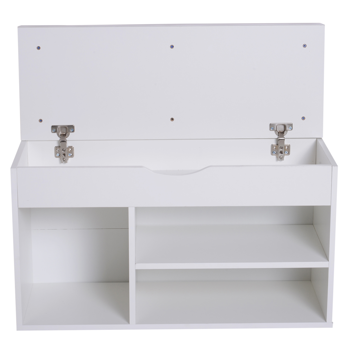 HOMCOM Wooden Shoe Cabinet Bench with Hidden Storage & Padded Seat, White