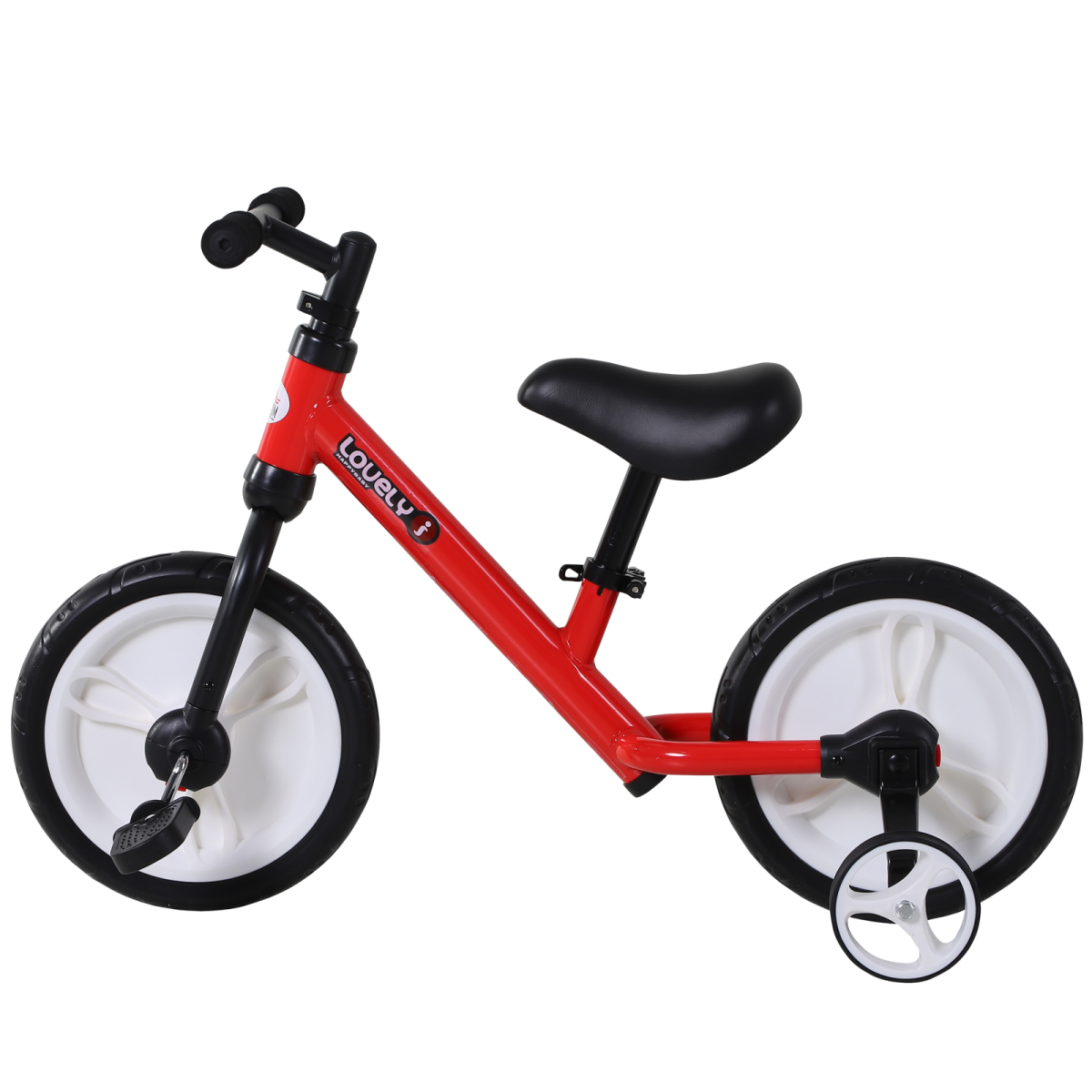 HOMCOM Kids Balance Bike with Removable Stabilisers and Pedals, 2-in-1 Trike – Ages 2-5, Red
