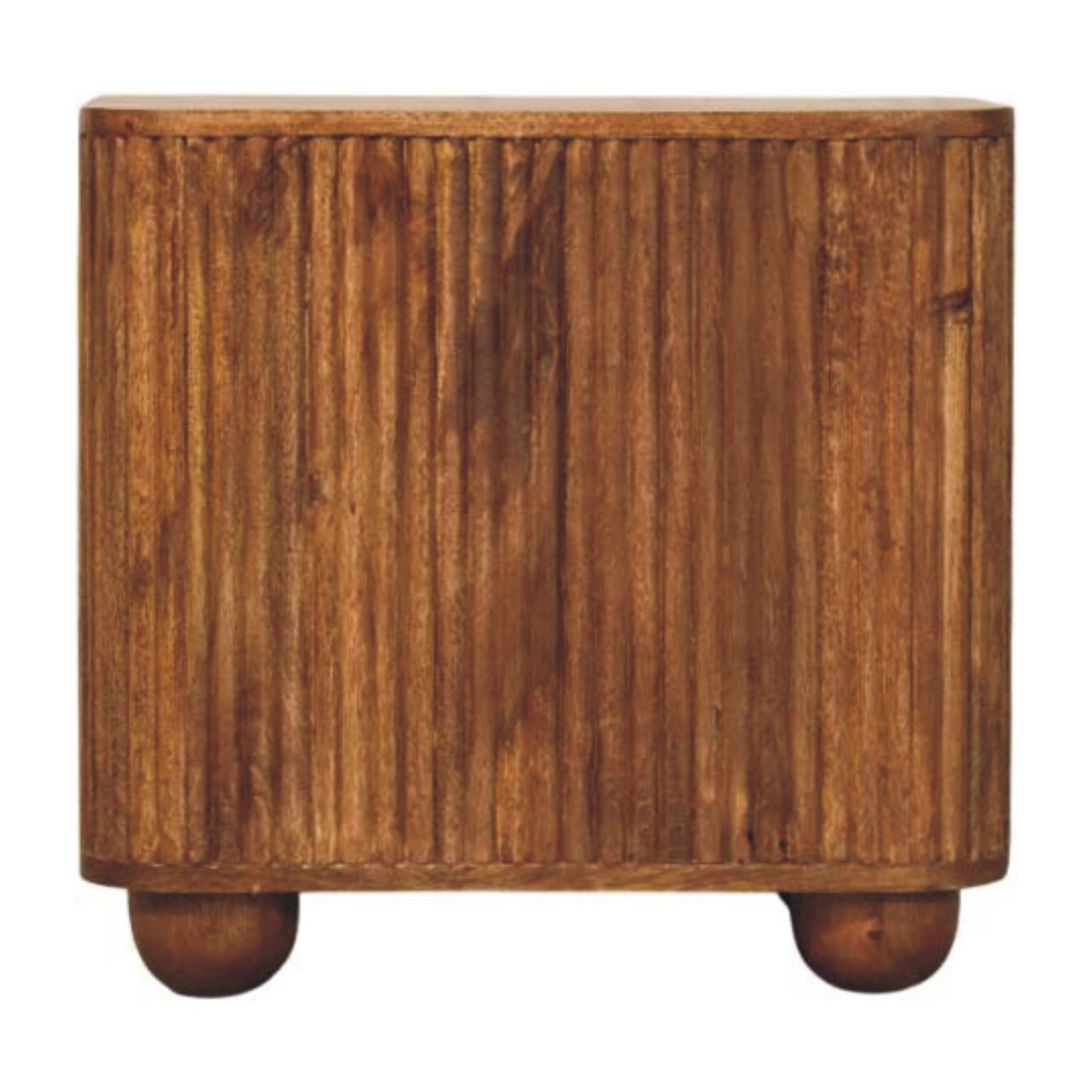 Artisan Furniture Solid Wood Solis Fluted Mini Sideboard with 2 Soft-Close Doors – Amber Oak, Beige