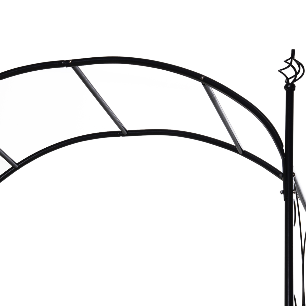 Outsunny Metal Garden Arch Gate with Double Doors & Side Trellis – Decorative Arbor for Climbing Plants, Black