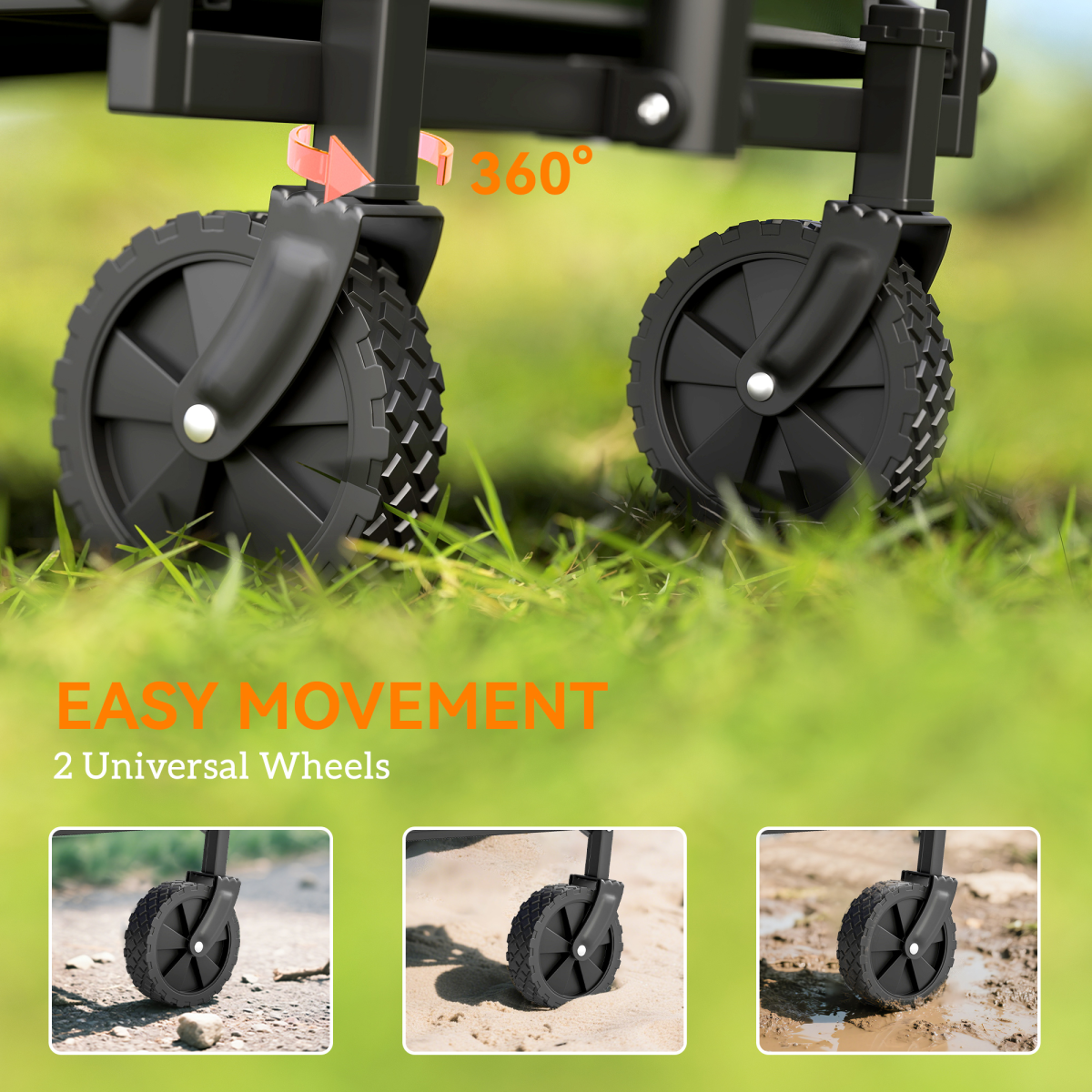 Folding Hand Truck with 41L Cargo Bag, 60kg Capacity & Telescoping Handle – Garden Cart Trolley, Green