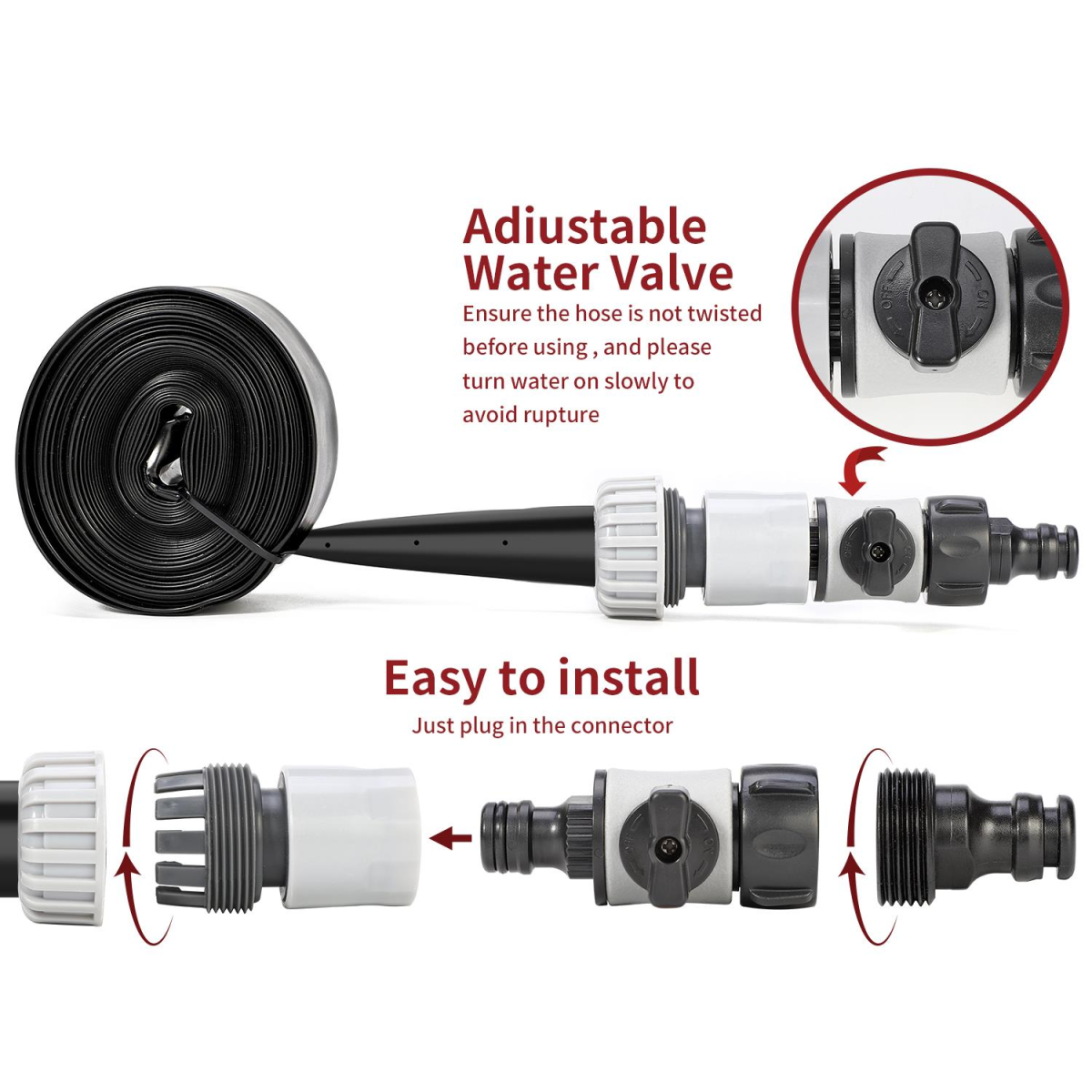 Vinsani 8M Garden Sprinkler Hose with Fixing Straps & On/Off Valve – Outdoor Water Spray for Kids and Pets
