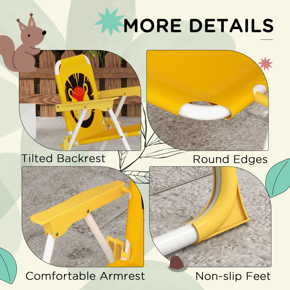 Outsunny Kids Bistro Table and Chair Set with Lion Theme, Adjustable Parasol – Outdoor Play Set