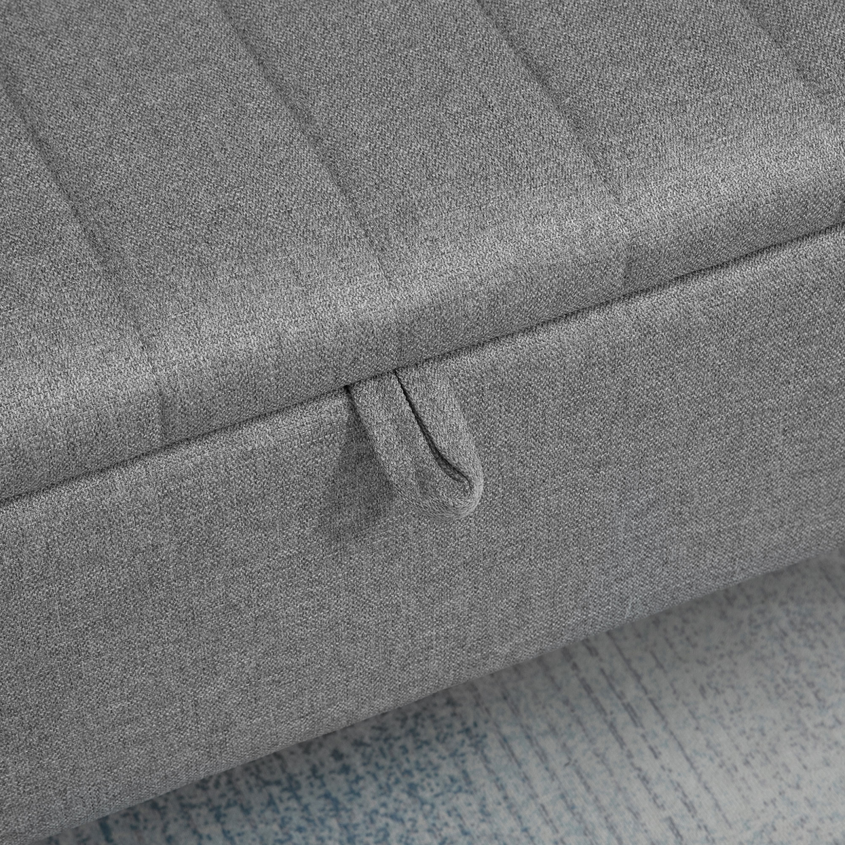 HOMCOM Linen Fabric Storage Ottoman Bench with Steel Legs – Footstool & Seat, Grey