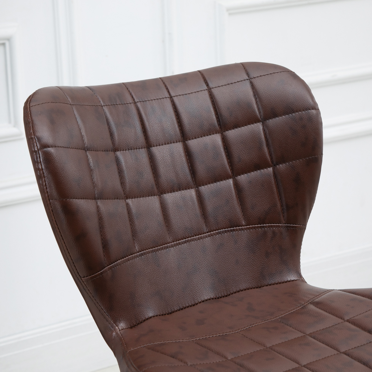 HOMCOM Adjustable Swivel PU Leather Bar Chairs with Backrest & Footrest – Set of 2, Brown