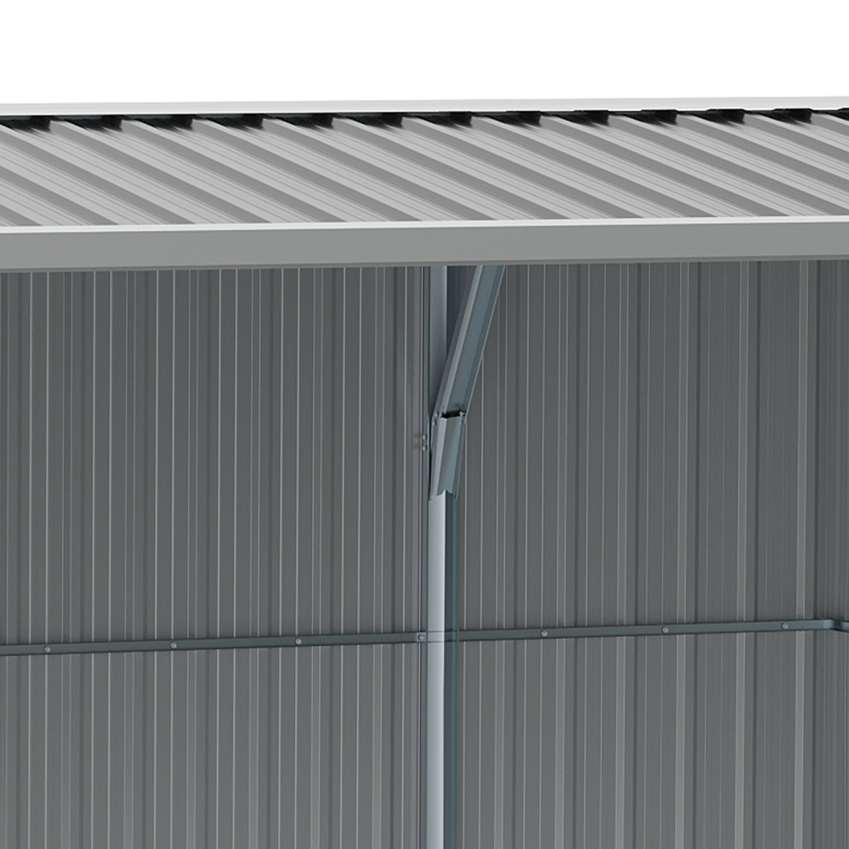 Outsunny 420 x 245 cm Galvanised Steel Garden Shed with Sloped Roof and Double Doors – Tool Storage, Grey