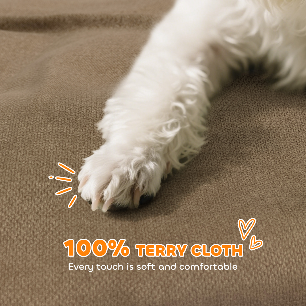 Dog Bed Pet Sofa with Backrest & Armrests, Soft Terry-Style Fabric – Cosy Raised Bed for Small Dogs up to 4kg, Brown