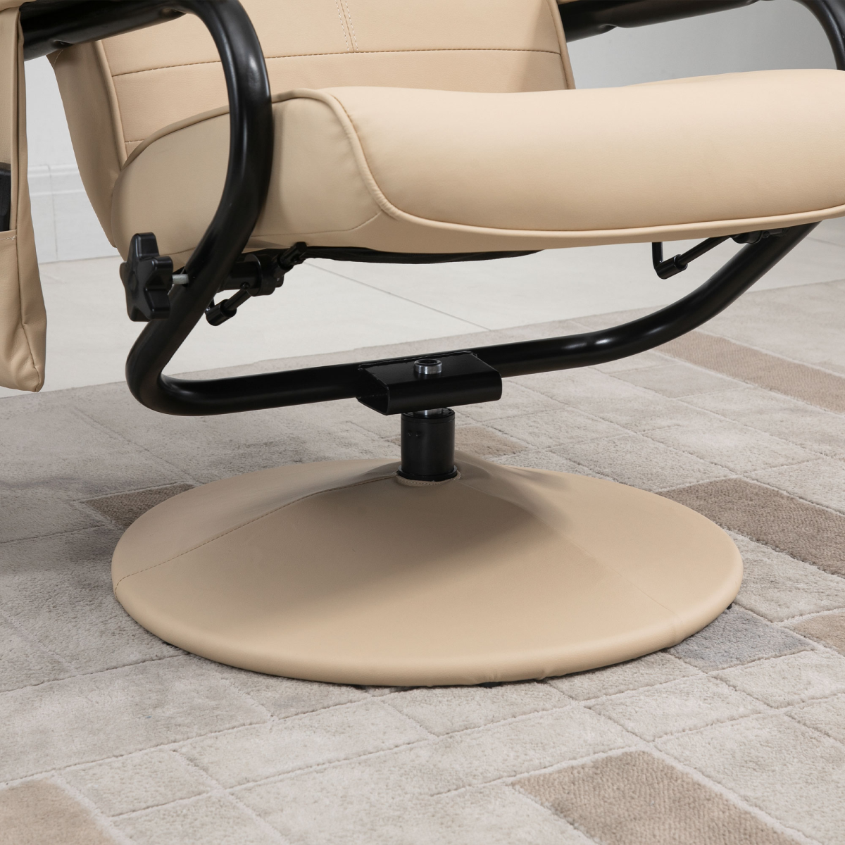 Massage Recliner Chair & Ottoman Footstool Set with High Density Cushioning – Relaxation Armchair, Cream