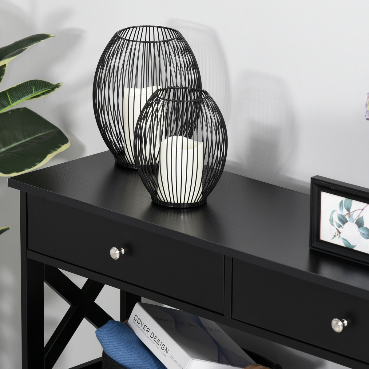 Console Table with Open Shelf & 2 Storage Drawers – Hallway and Office Storage Table, Black
