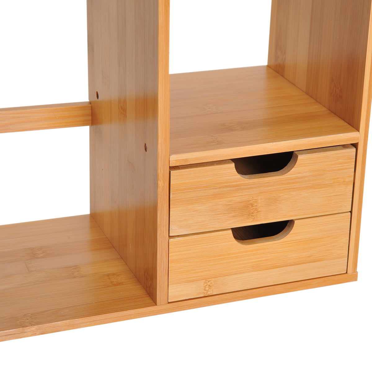 HOMCOM Bamboo Desk Organiser with 2 Drawers and 2 Cube Storage, 180 Degree Rotatable – Desktop Bookshelf