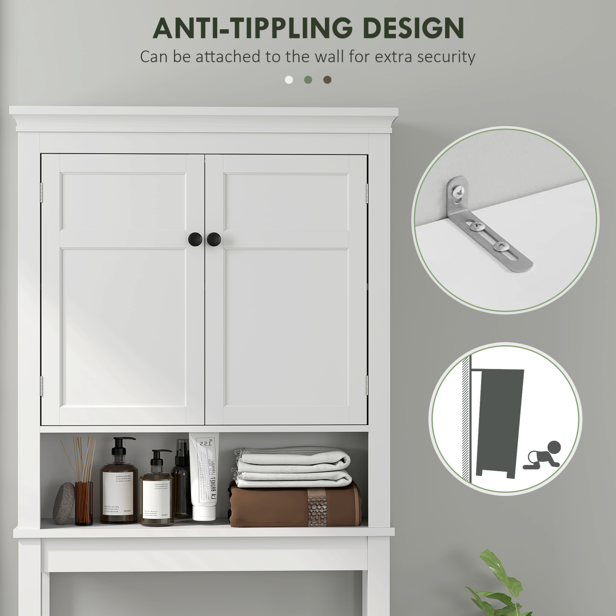 HOMCOM 3-Tier Over Toilet & Washing Machine Storage Unit – Freestanding Bathroom and Laundry Shelf