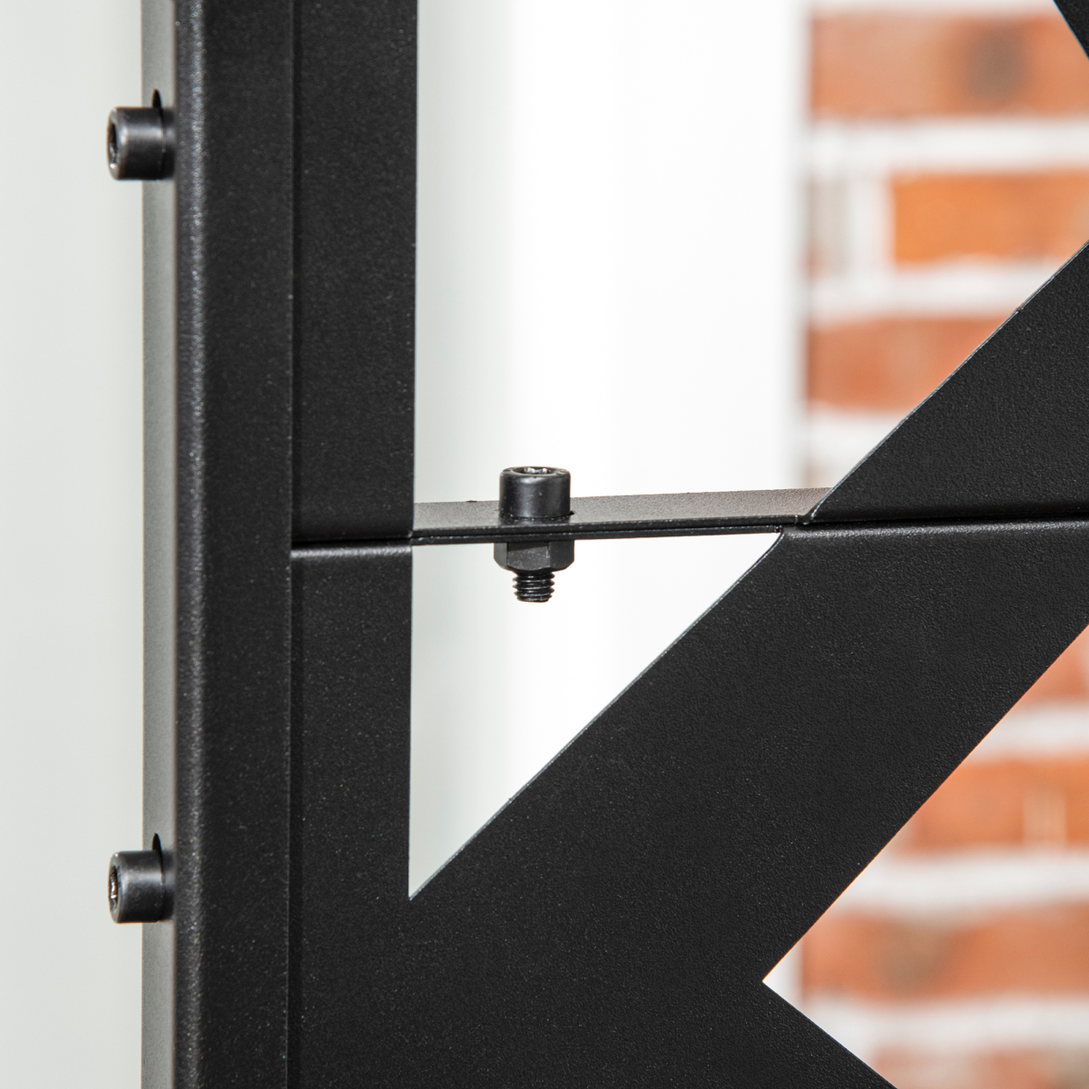 Outsunny Black Steel Garden Partition Screen with Hollow Irregular Design, Freestanding Divider, 198cm