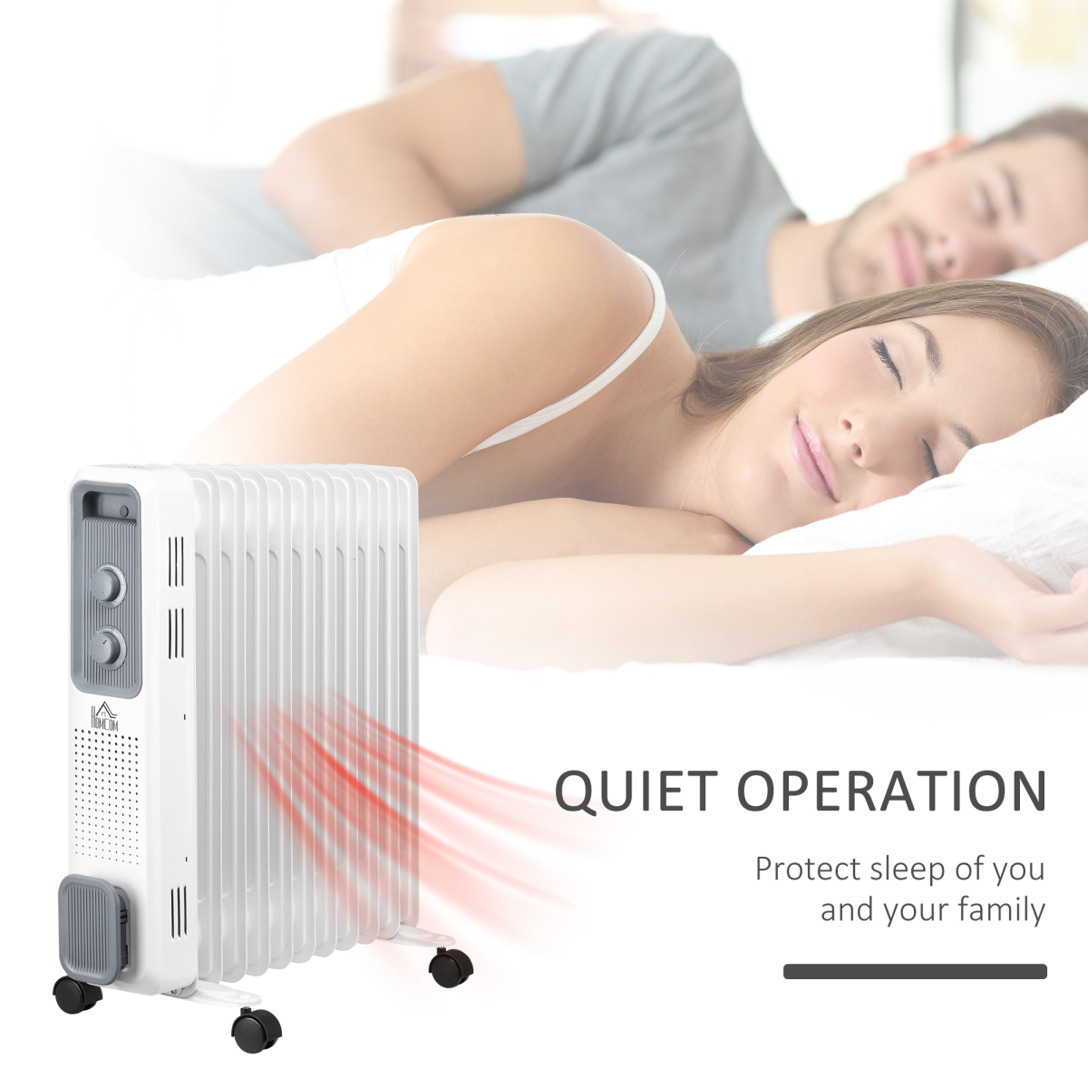 HOMCOM 2720W 11 Fin Oil Filled Radiator with 3 Heat Settings & Safety Cut-Off – Silent Portable Heater