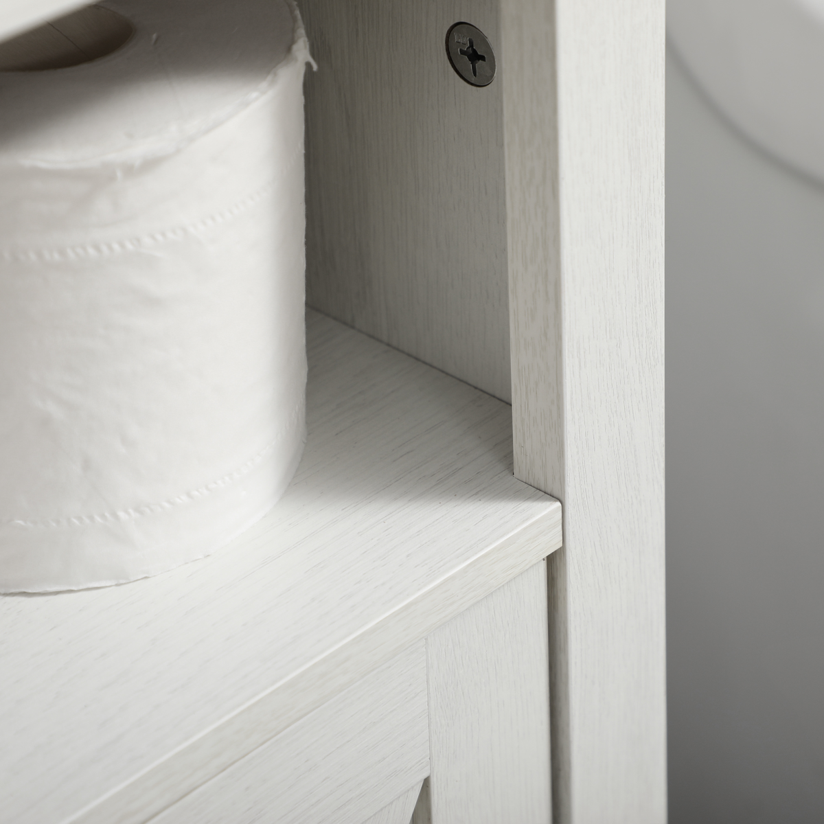 kleankin Freestanding Under Sink Bathroom Cabinet with Double Doors and Open Shelf – Farmhouse Style, White