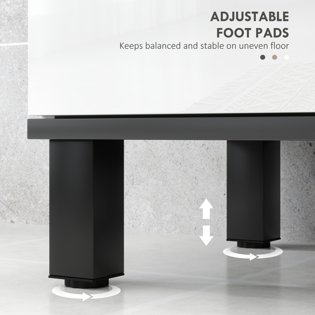 HOMCOM Bathroom Under Sink Cabinet with Adjustable Shelf and U-Shaped Cut-Out – Storage, High Gloss White