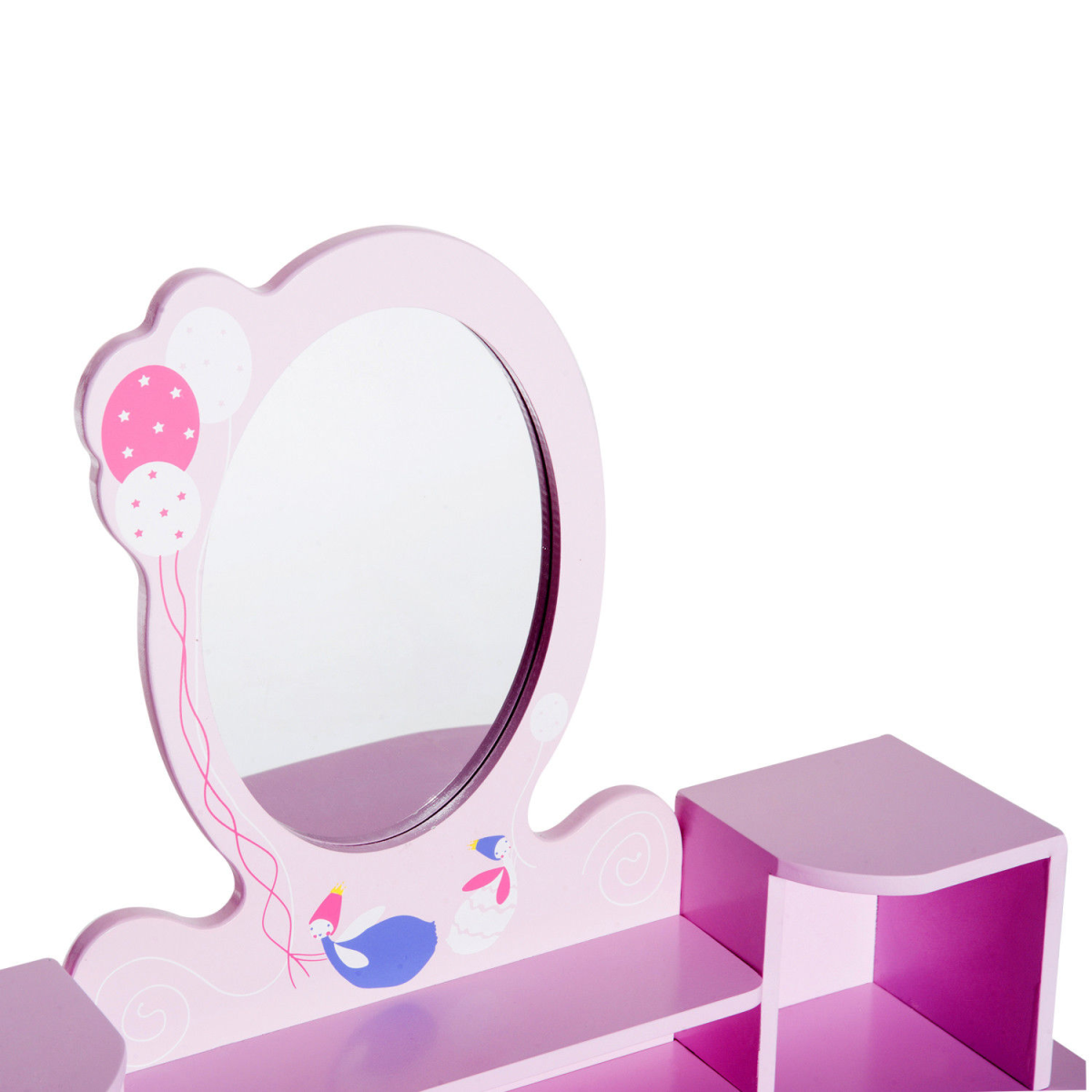 HOMCOM Kids Dressing Table and Stool Set with Oval Mirror & Storage Drawer – Make Up Desk, Pink