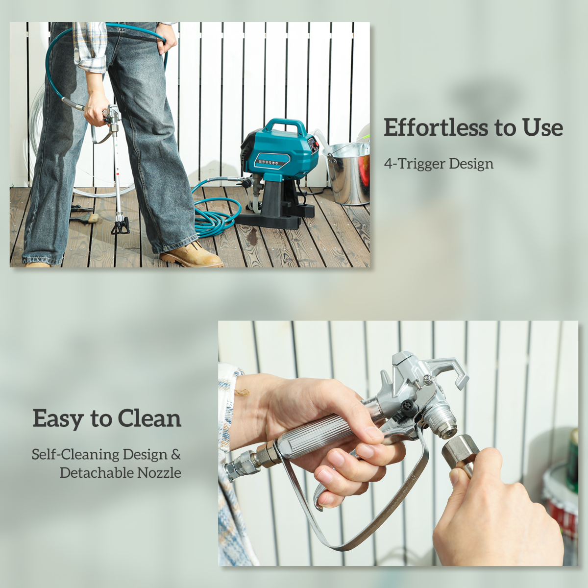 HOMCOM 200 Bar Airless Paint Sprayer with Long Hose – Wall Spray Gun for DIY Painting