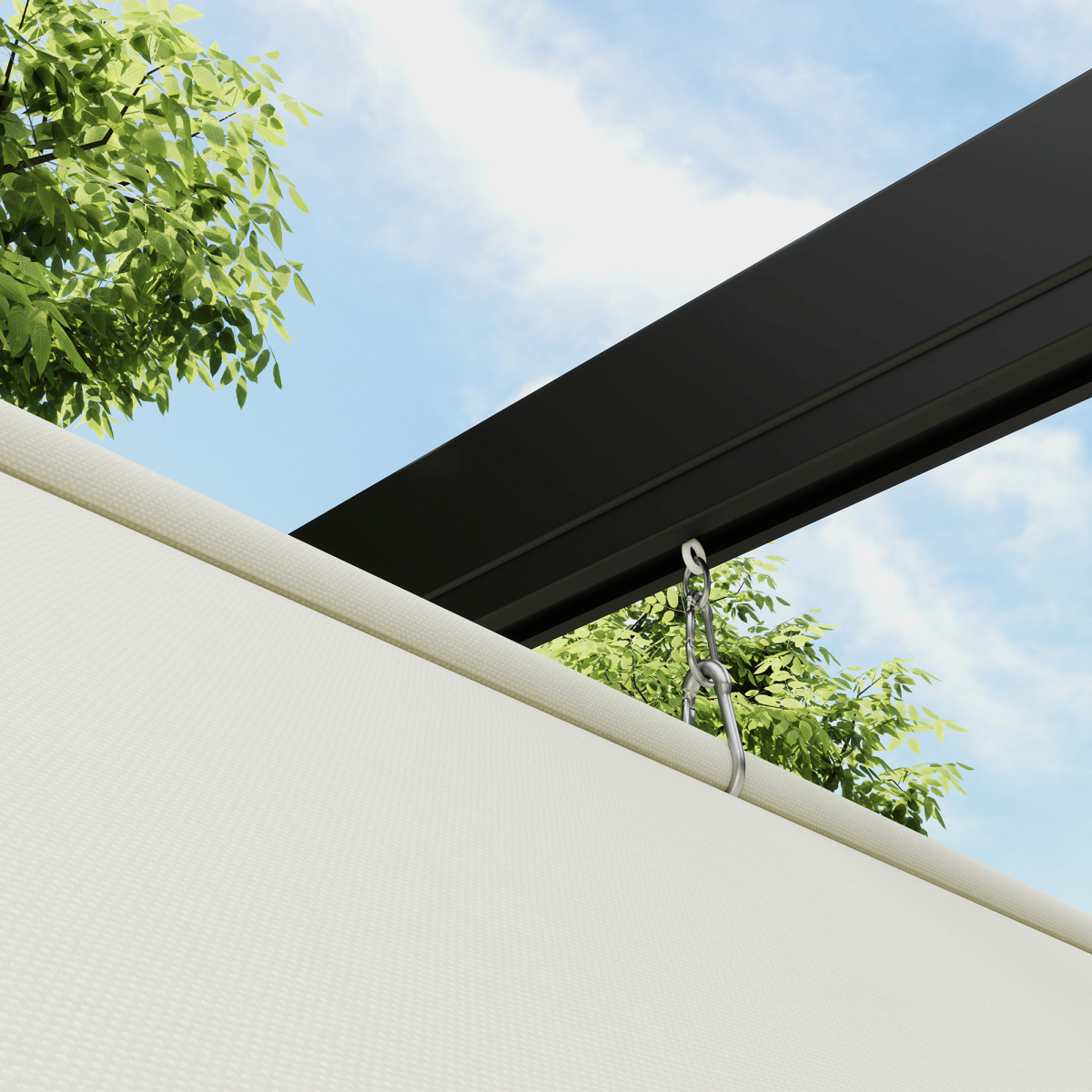Outsunny 2 x 3m Wall Mounted Pergola with Retractable Sliding Canopy – UV-Protective Roof, Khaki