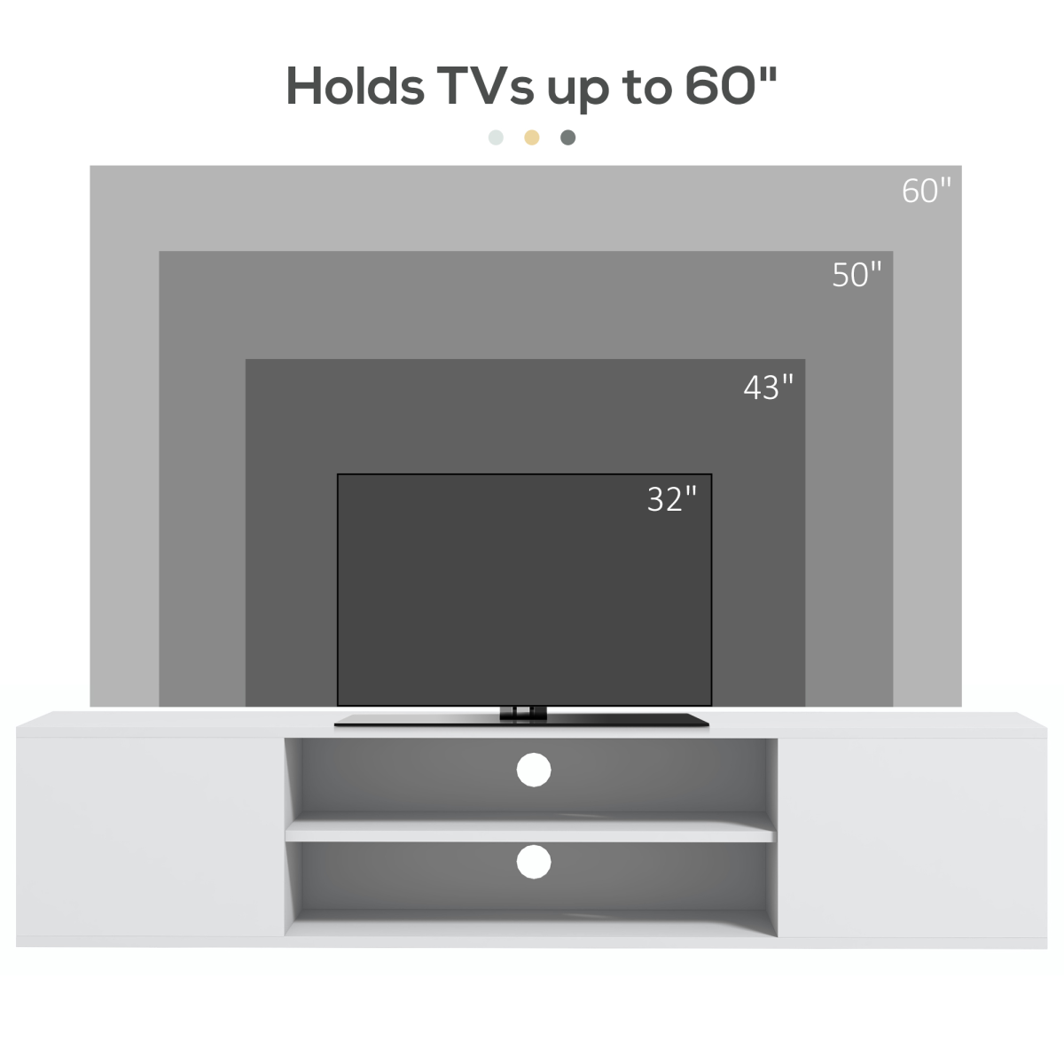 HOMCOM Wall-Mounted Floating TV Unit for TVs up to 60" with Shelves & Cabinets – High Gloss White