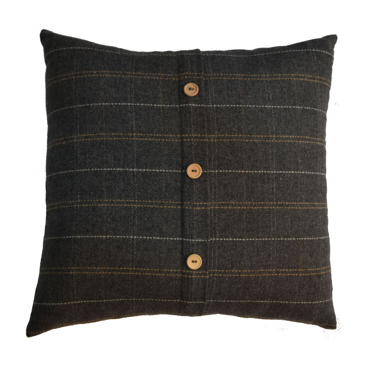 Artisan Furniture Quinn Pewter Tweed Cushions, Set of 2 – Wool Texture, Button-Down Detail for Sofas