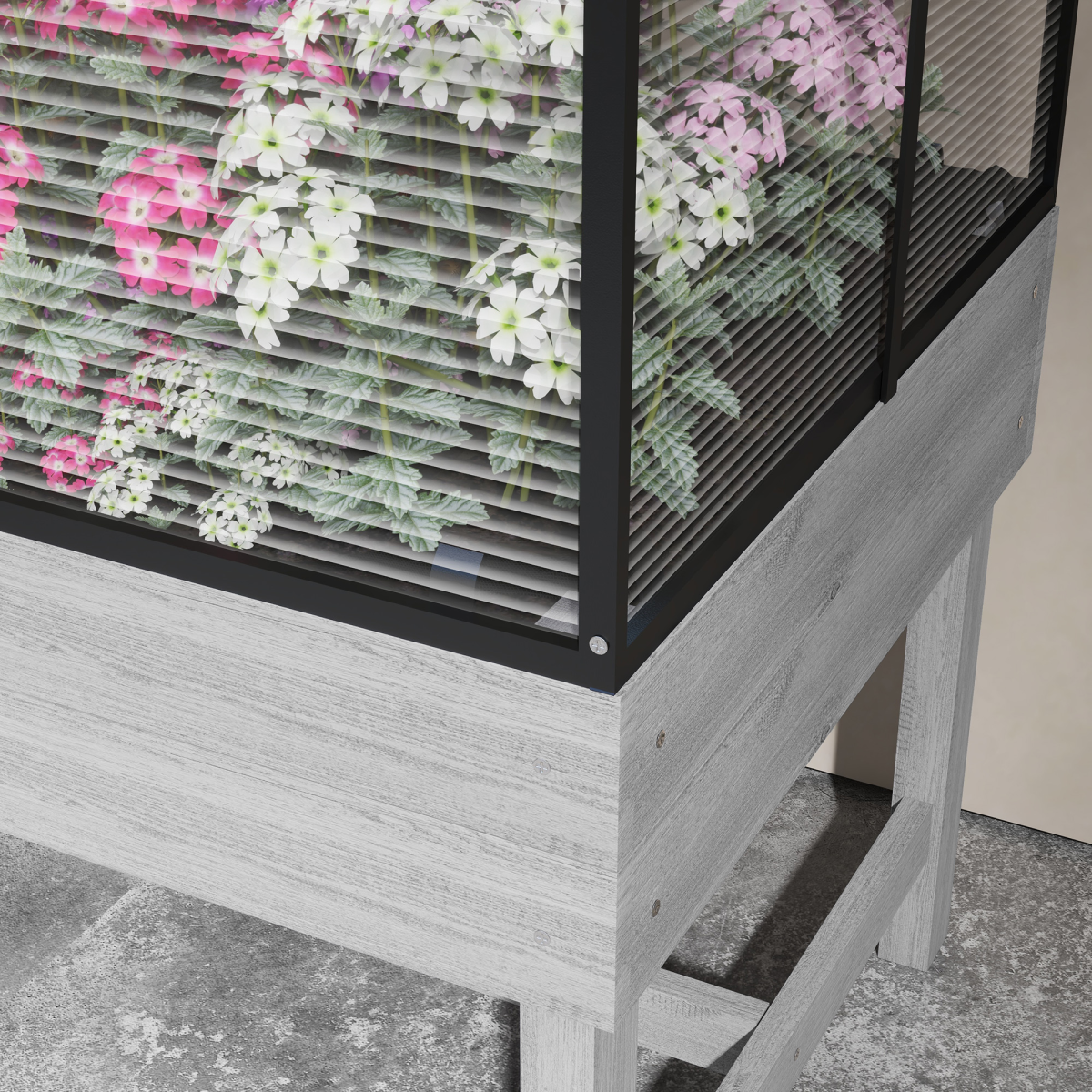 Outsunny Raised Garden Bed with Polycarbonate Greenhouse Cover & Two Flip-Up Vents – Steel & Fir Wood, Grey