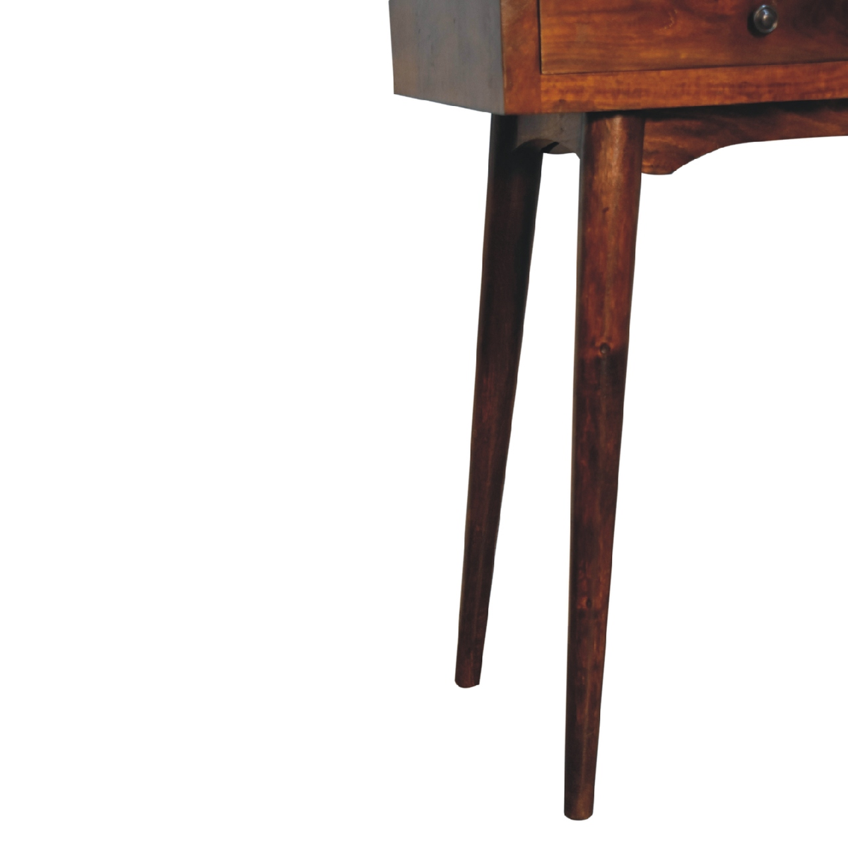 Artisan Furniture Solid Mango Wood Chestnut Hallway Console Table with 2 Drawers, Dark Brown