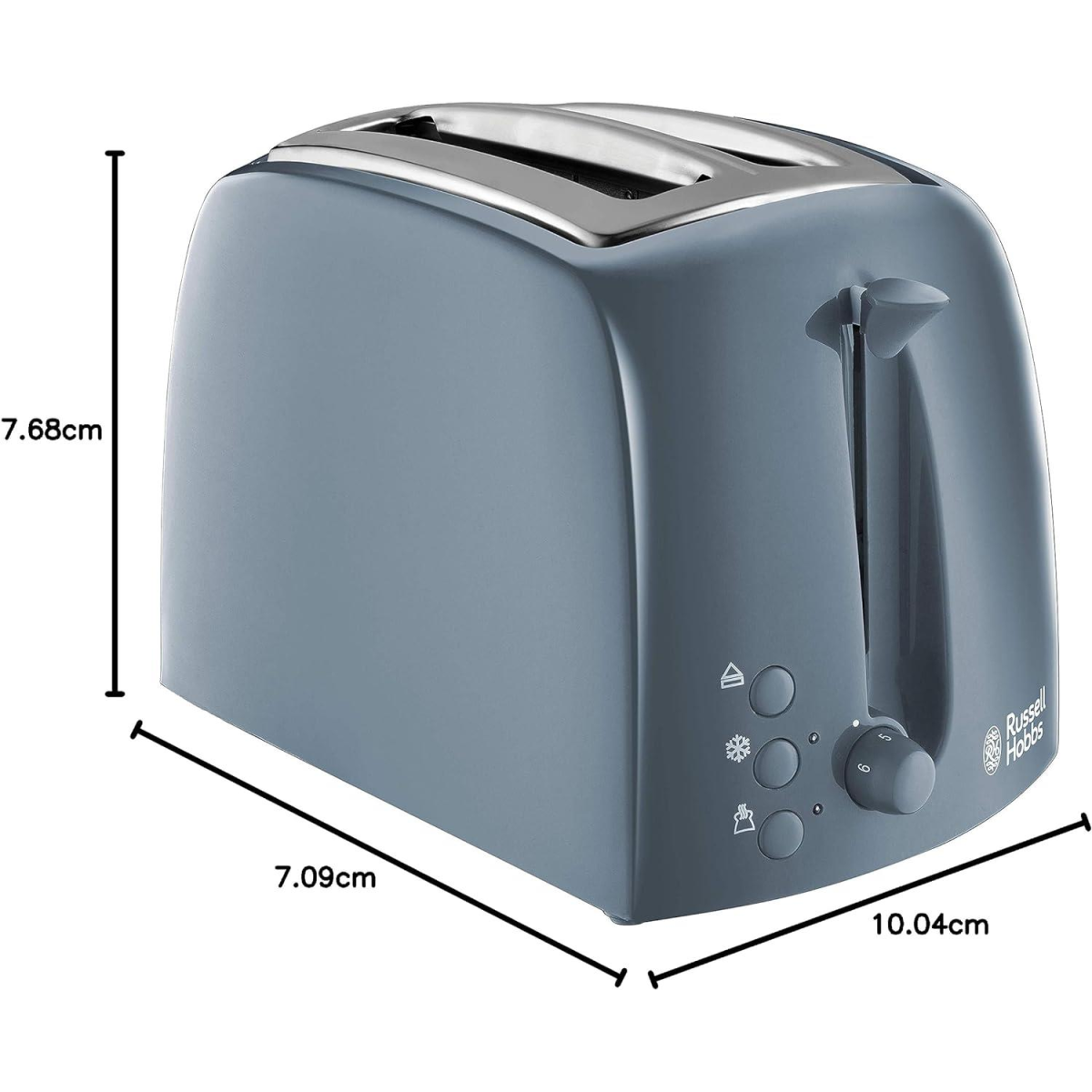 Russell Hobbs Textures 2-Slice Toaster 850W with Wide Slots and Variable Browning – Grey, 21644