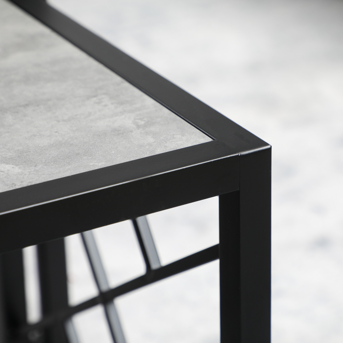 HOMCOM Set of 3 Square Nesting Coffee Tables with Metal Frame – Space-Saving Side Tables, Grey