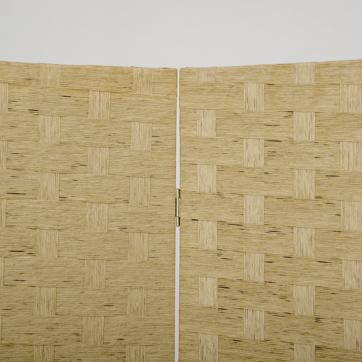 4-Panel Folding Room Divider, Wave Fibre Woven Wicker Effect Privacy Screen with Wood Frame, Brown