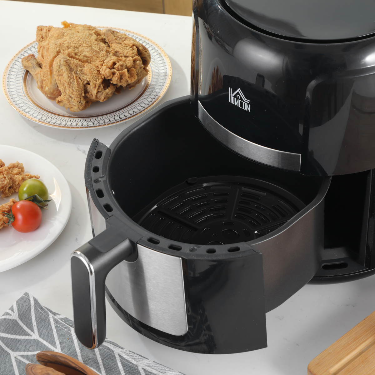 HOMCOM 1300W 4L Air Fryer with 12 Presets, Timer & Non-Stick Basket – Rapid Air Circulation Cooker