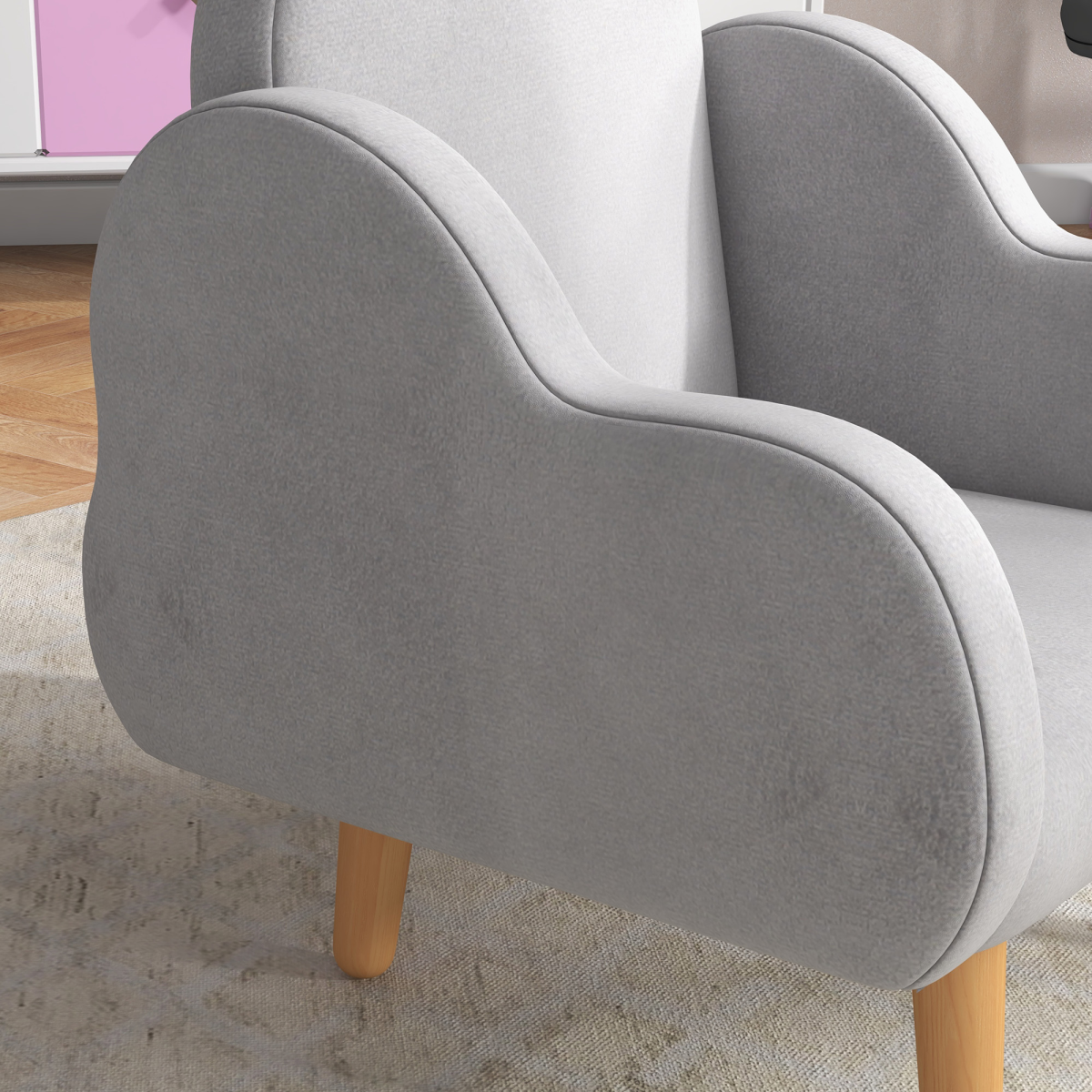 ZONEKIZ Cloud-Shaped Toddler Armchair – Kids Mini Chair for Playroom & Bedroom, Grey
