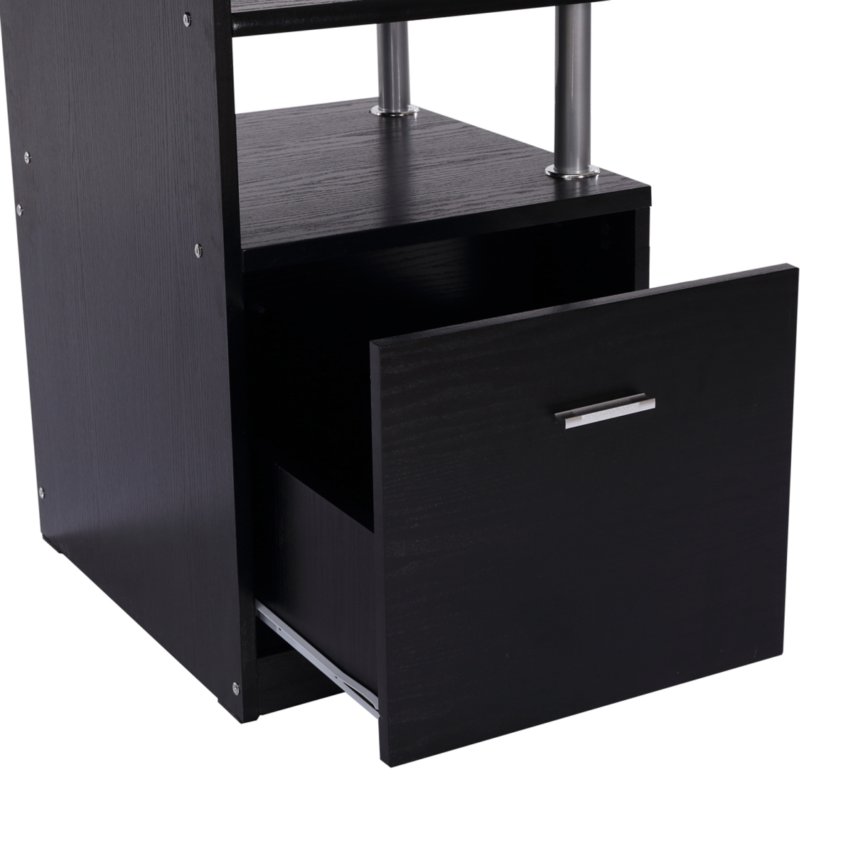 HOMCOM Wooden Computer Desk with Pull-Out Keyboard Tray, Storage Drawer & Printer Shelf
