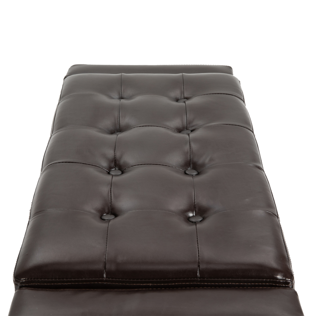 HOMCOM Tufted PU Leather Storage Ottoman Bench, 92cm – Blanket Box & Footstool for Bedroom and Hallway