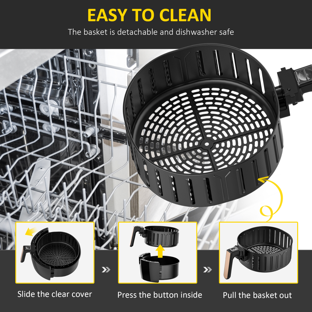 HOMCOM 5.5L Air Fryer 1700W with Digital Display & Adjustable Temperature – 8 Cooking Programmes