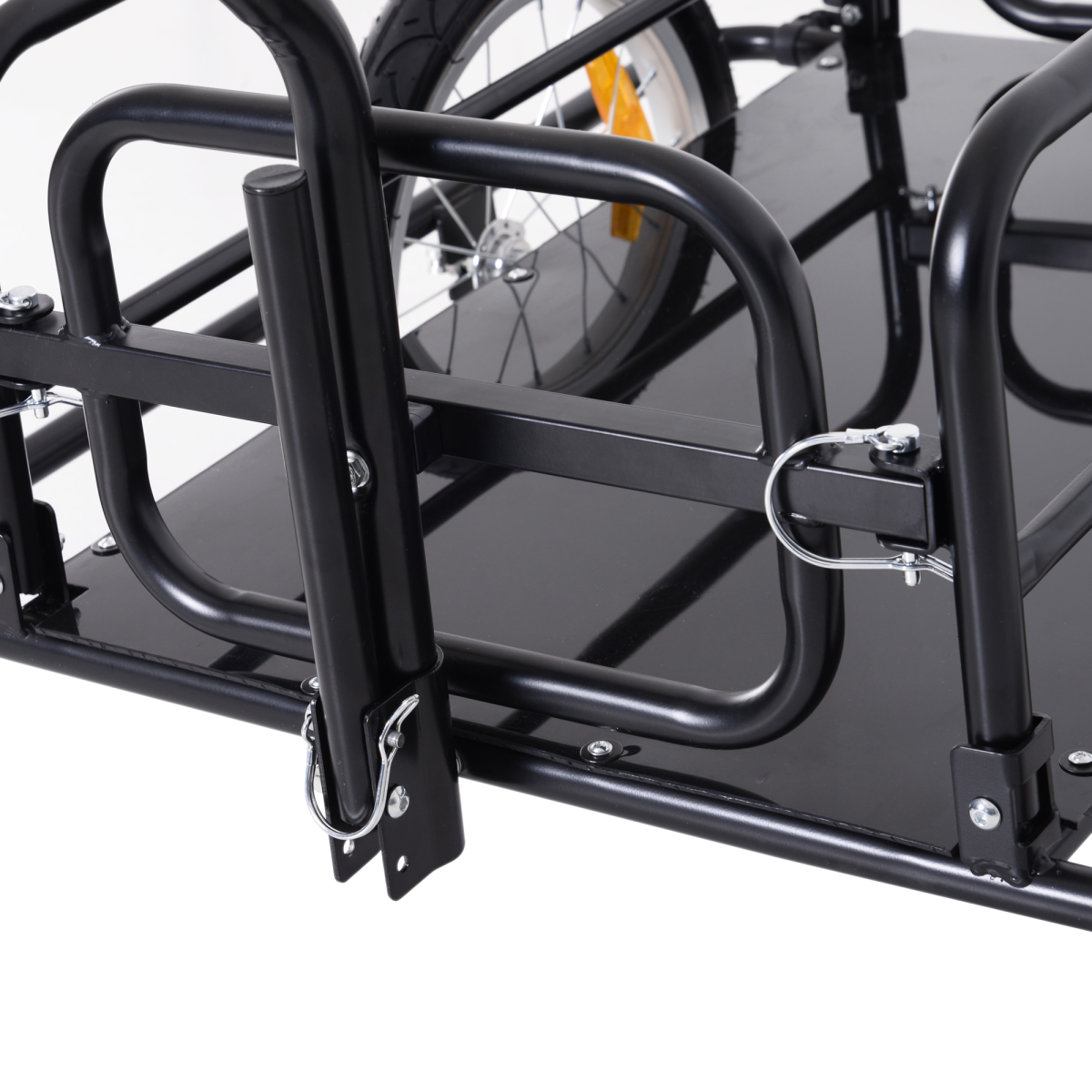 HOMCOM Folding Bicycle Cargo Trailer with Hitch, 40kg Capacity – Detachable Walls, Luggage Storage Cart