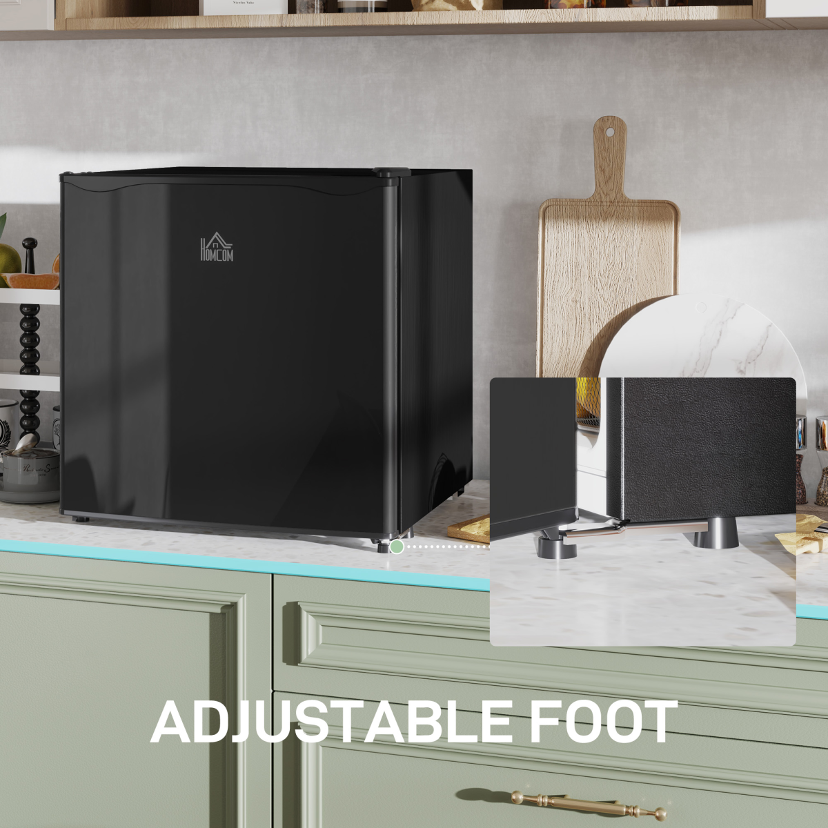 HOMCOM 46L Countertop Mini Fridge with Chiller Box – Compact Drinks Cooler for Bedrooms and Offices, Black