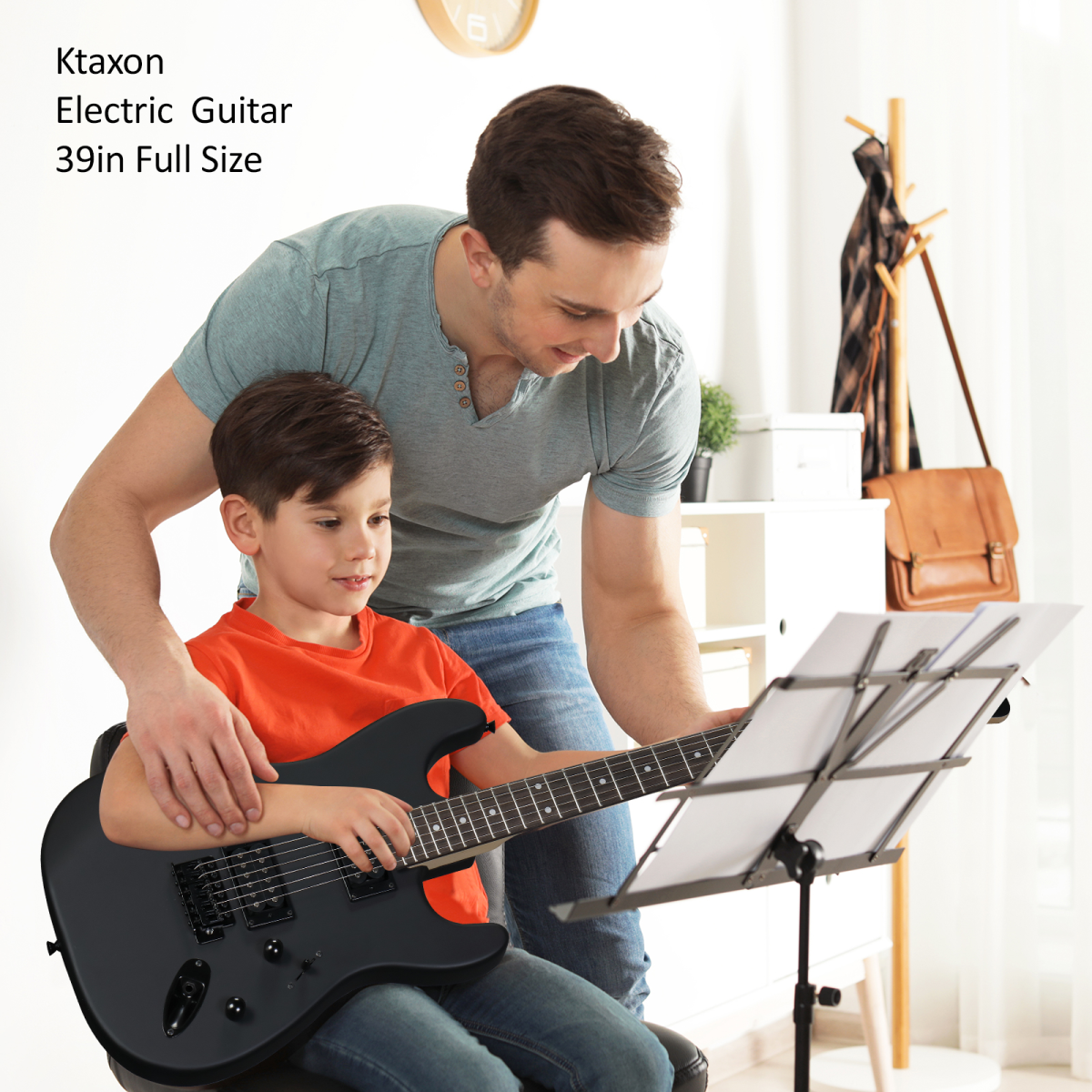 GST 39" Electric Guitar with H-H Humbucker Pickups & Maple Neck – Full-Size Rock Guitar for Beginners, Black