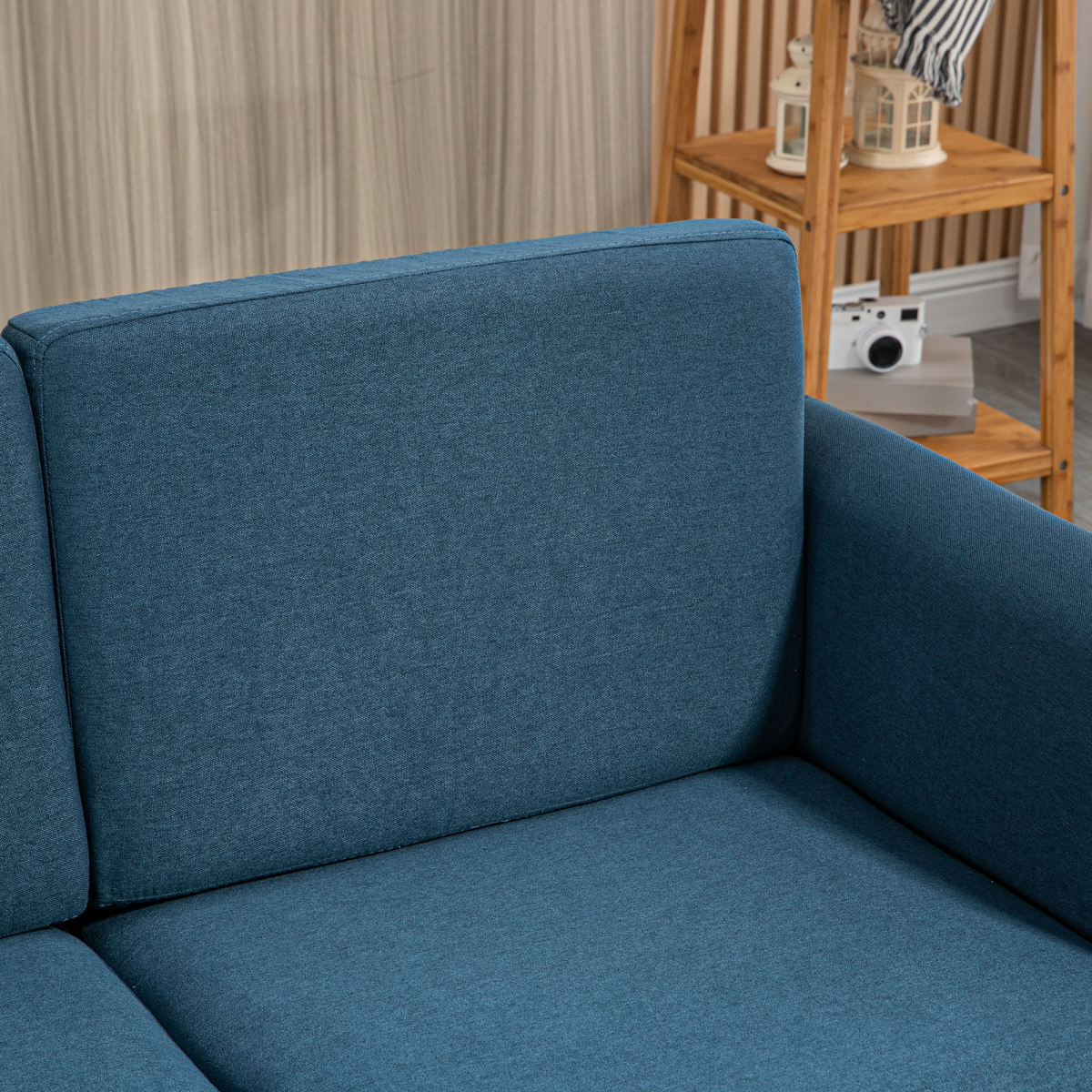HOMCOM Linen 2 Seater Loveseat Sofa with Padded Armrests – Compact Sofa for Flats & Small Rooms, Blue