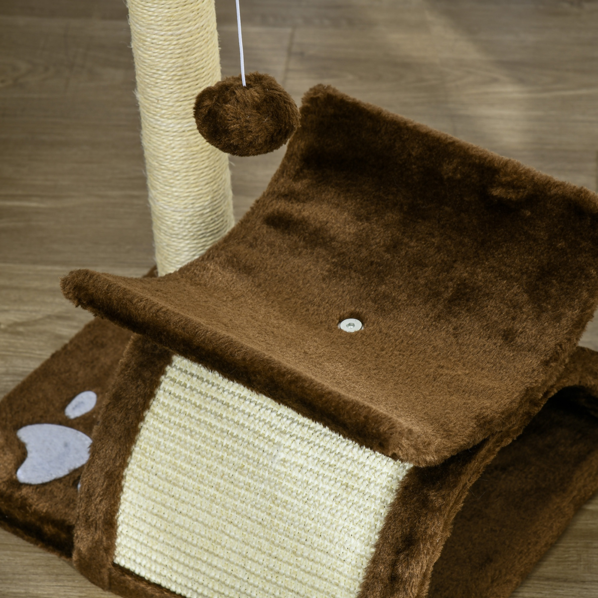 PAWHUT Cat Tree with Sisal Scratching Bridge, Tunnel and Dangling Balls – Plush Kitty Activity Centre for Indoor Cats
